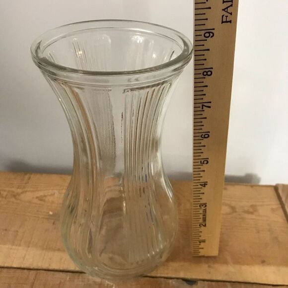 Vintage Hoosier Clear Glass Vase Lyre Ribbed 4086-B - Picture 3 of 11